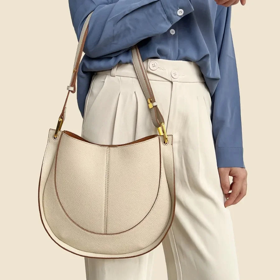 Luxury Soft Leather Crossbody Saddle Bag - Scraften
