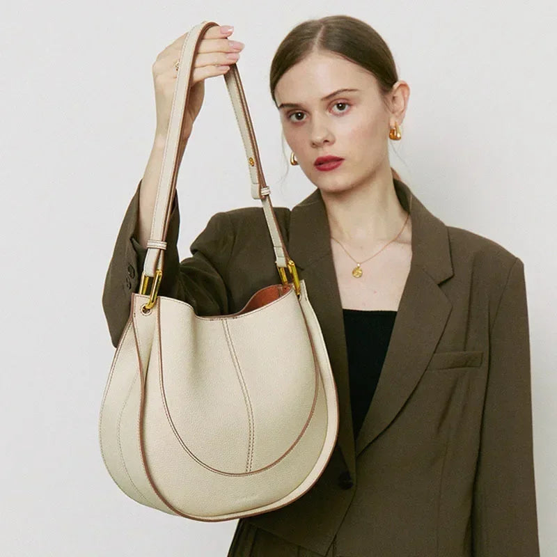 Luxury Soft Leather Crossbody Saddle Bag