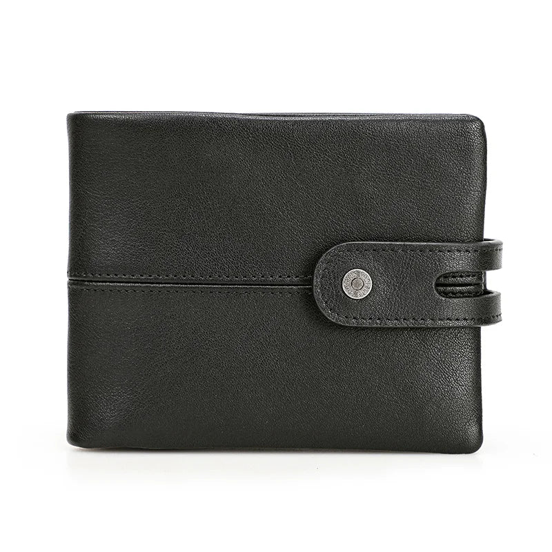 Men's Crazy Horse Leather Short Coin Purse & Wallet - Scraften