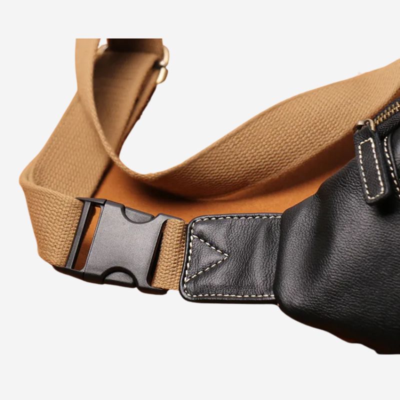 Men's Genuine Leather Chest Bag Outdoor Sports Waist Bag - Scraften