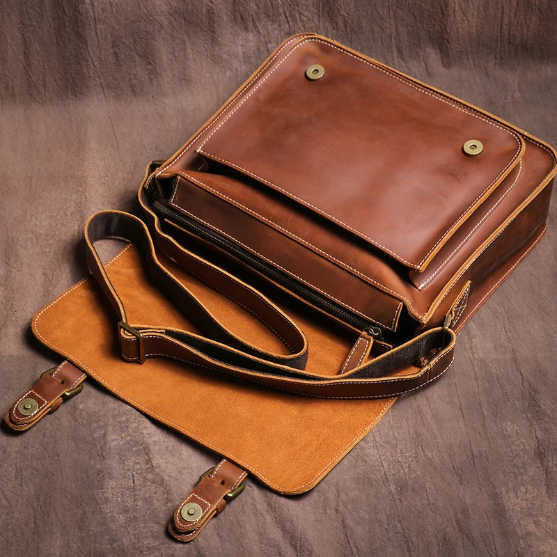 Men's Genuine Leather Crossbody Classic Cambridge Bag - Scraften