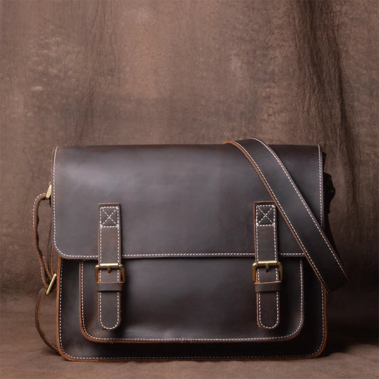 Men's Genuine Leather Crossbody Classic Cambridge Bag - Scraften