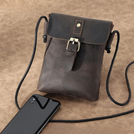 Men's Genuine Leather Small Messenger Bag - Scraften
