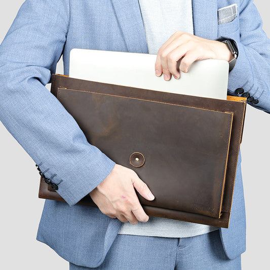 Premium Crazy Horse Leather Retro Laptop Bag Protective Case