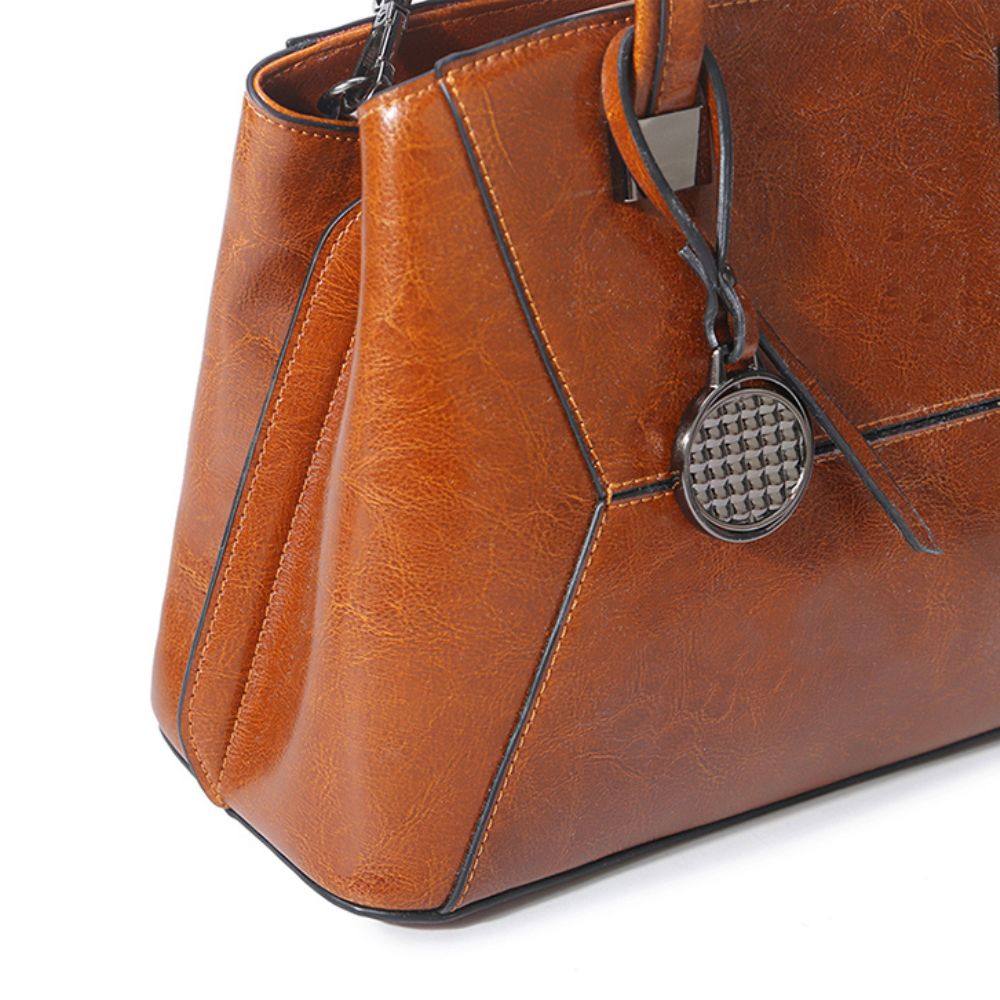 Oil Wax Cowhide Cross body Handbag - Scraften