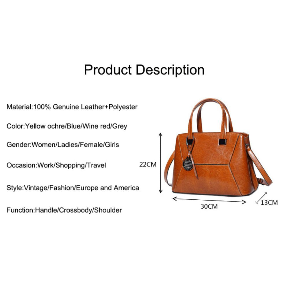 Oil Wax Cowhide Cross body Handbag - Scraften