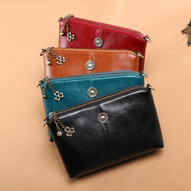 Genuine Leather Women's Clutch Messenger Bag