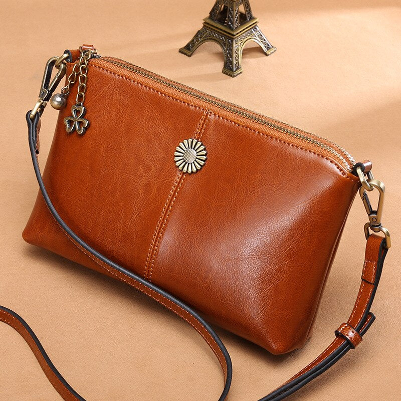 Genuine Leather Women's Clutch Messenger Bag