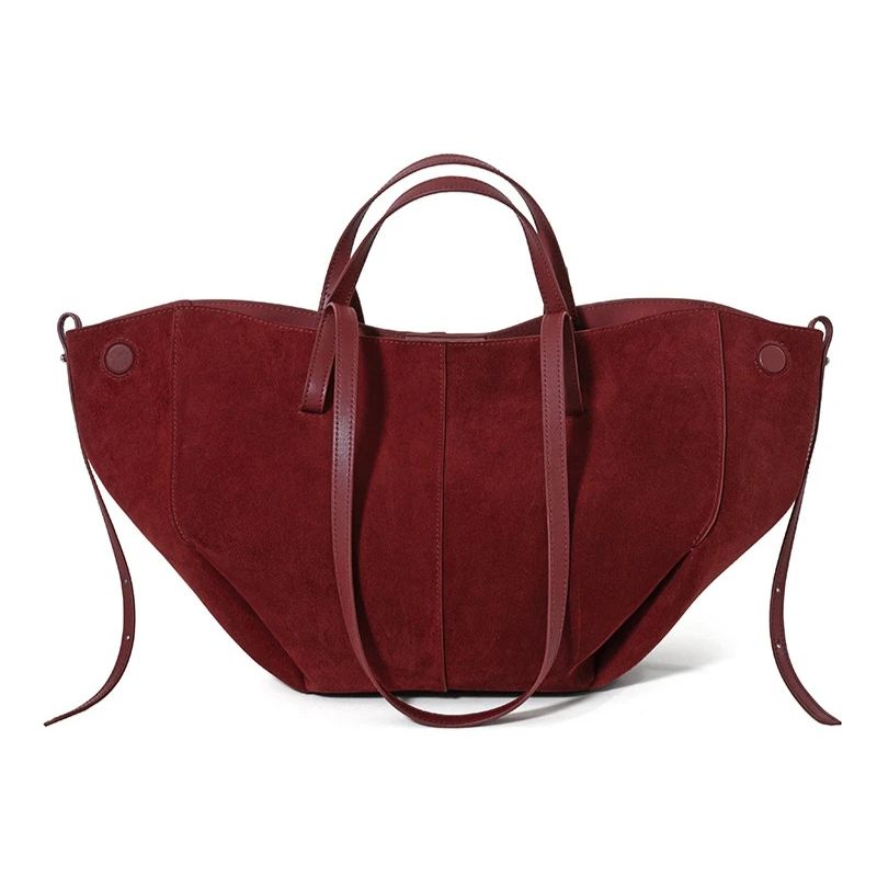 Women’s Leather Shoulder Tote – Frosted Cowhide Large Capacity Wing Bag