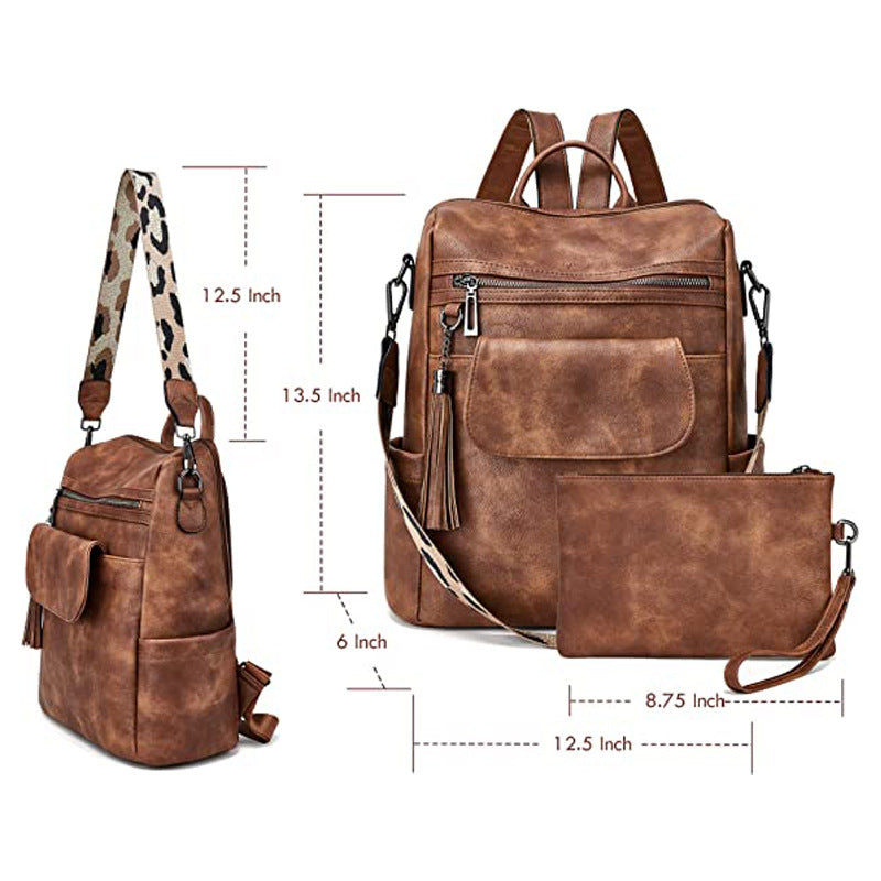 Retro Leather Women's Backpack Urban Style, Large Capacity, Hot-Selling