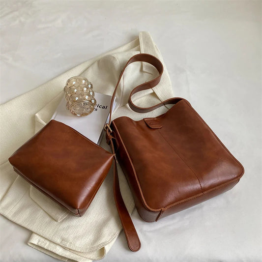 Retro Shoulder Tote Bag Set For Women - Scraften
