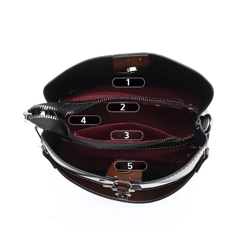 Women's Luxury Travel Tote – Retro Textured Bucket Shoulder & Crossbody Bag