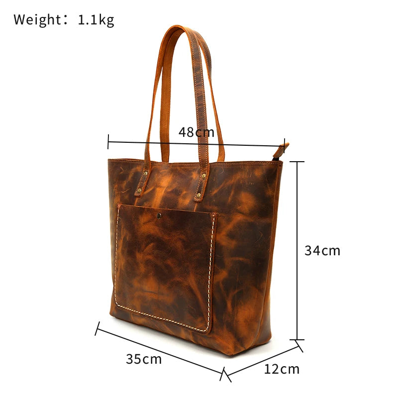 Stylish Genuine Cowhide Leather Tote for Women - Scraften