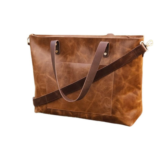 Stylish Handmade Genuine Leather Tote Bag - Scraften