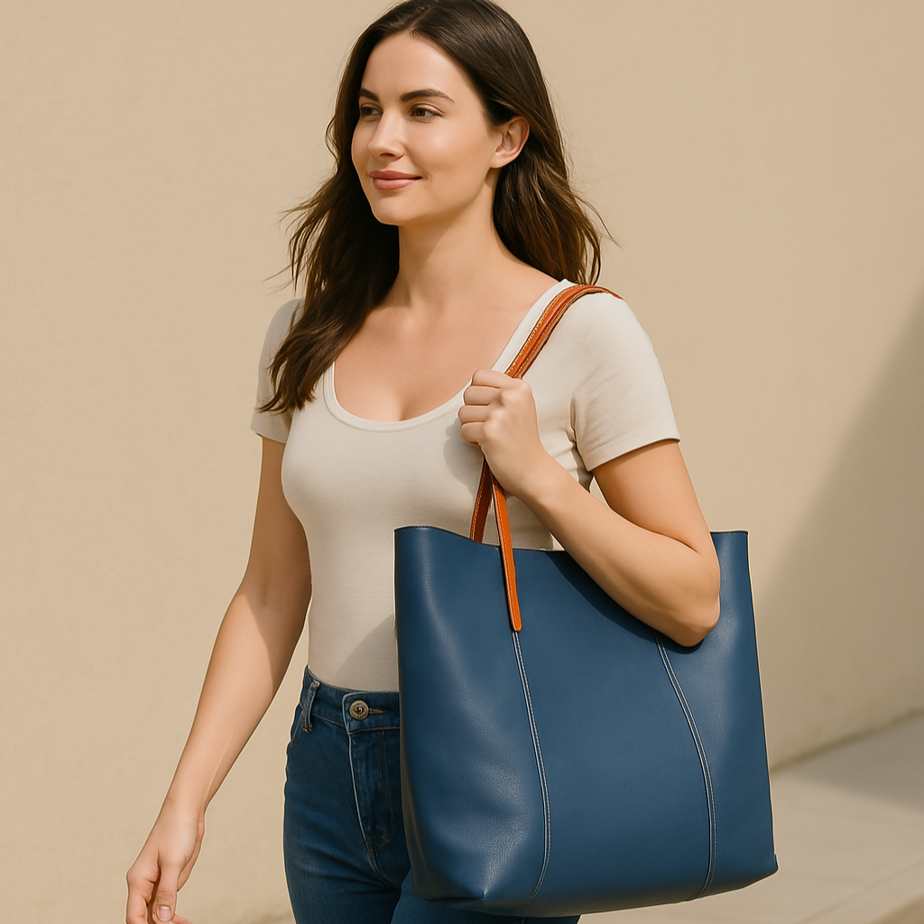 Large Capacity Leather Women's Tote Bag - Scraften