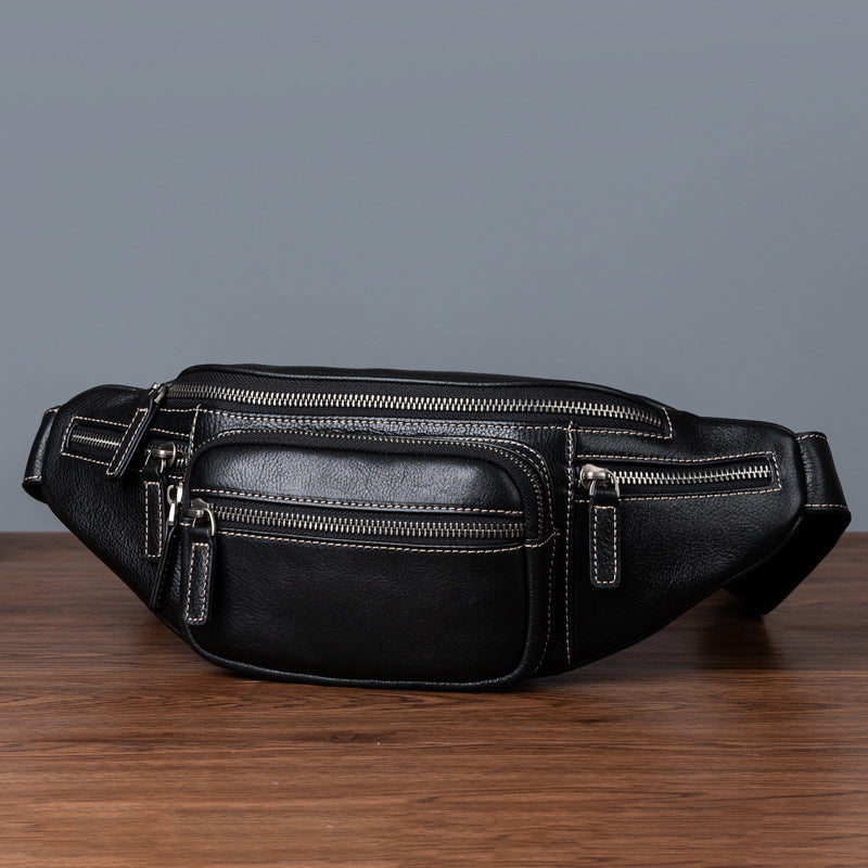 Vintage Cowhide Leather Chest & Waist Bag – Vegetable Tanned, Dual-Purpose Casual Style