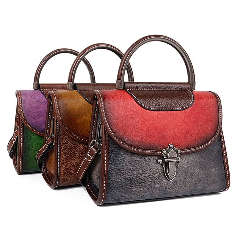 Vintage Luxury Genuine Leather Cross Body Bag - Scraften