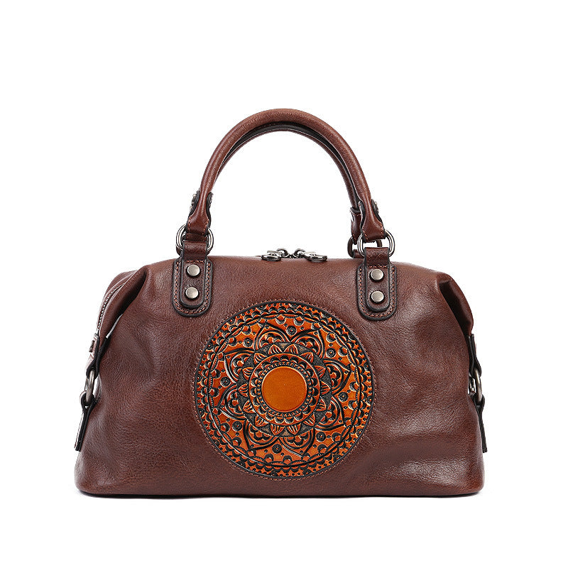 Vintage Totem Genuine Leather Women's Dumpling Bag - Scraften