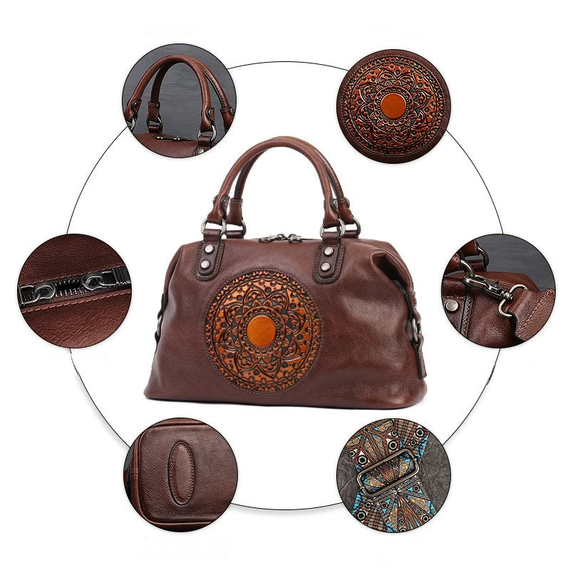 Vintage Totem Genuine Leather Women's Dumpling Bag - Scraften