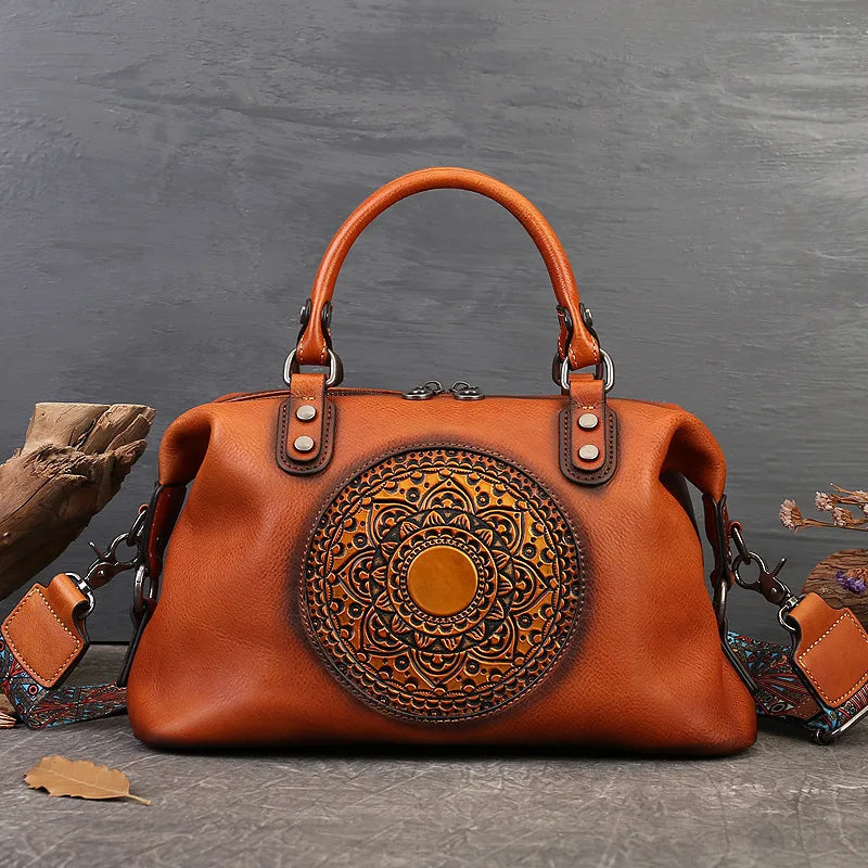 Vintage Totem Genuine Leather Women's Dumpling Bag - Scraften