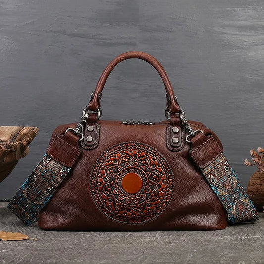 Vintage Totem Genuine Leather Women's Dumpling Bag - Scraften