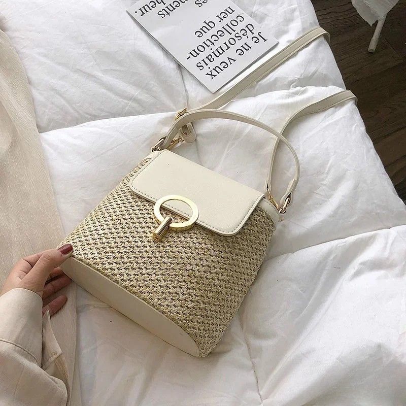 Beach Woven Bag for Women Trendy Korean Bucket Style - Scraften