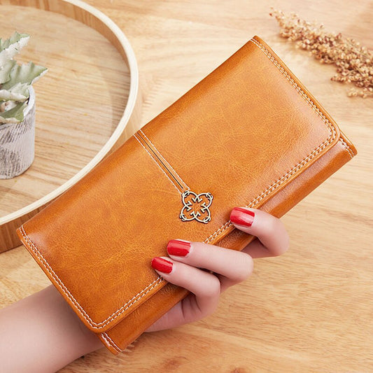 Women's Leather luxury Long Wallet - Scraften