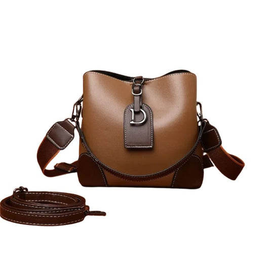 Women's Luxury Travel Tote – Retro Textured Bucket Shoulder & Crossbody Bag - Scraften