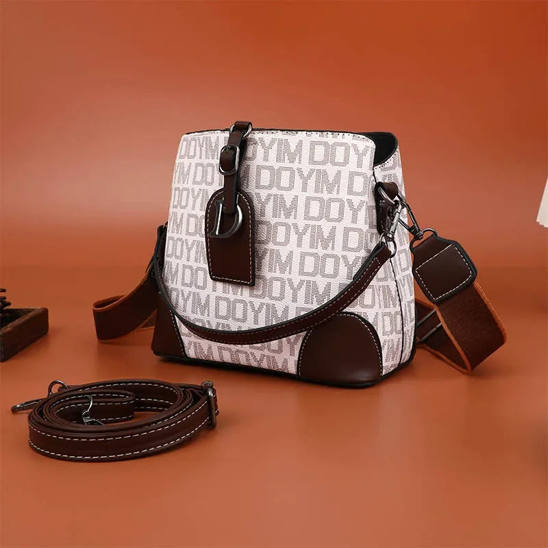 Women's Luxury Travel Tote – Retro Textured Bucket Shoulder & Crossbody Bag