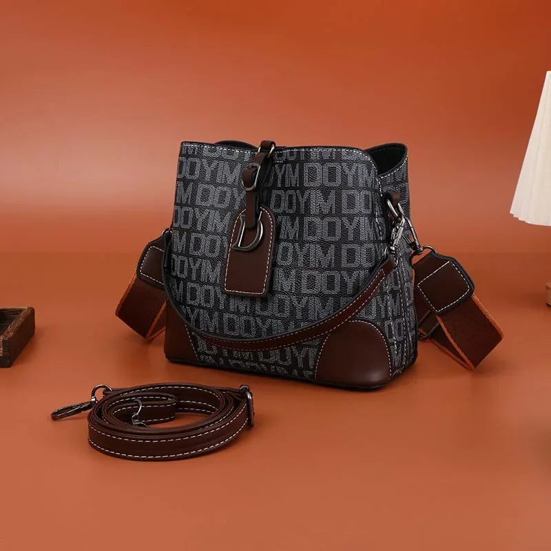 Women's Luxury Travel Tote – Retro Textured Bucket Shoulder & Crossbody Bag