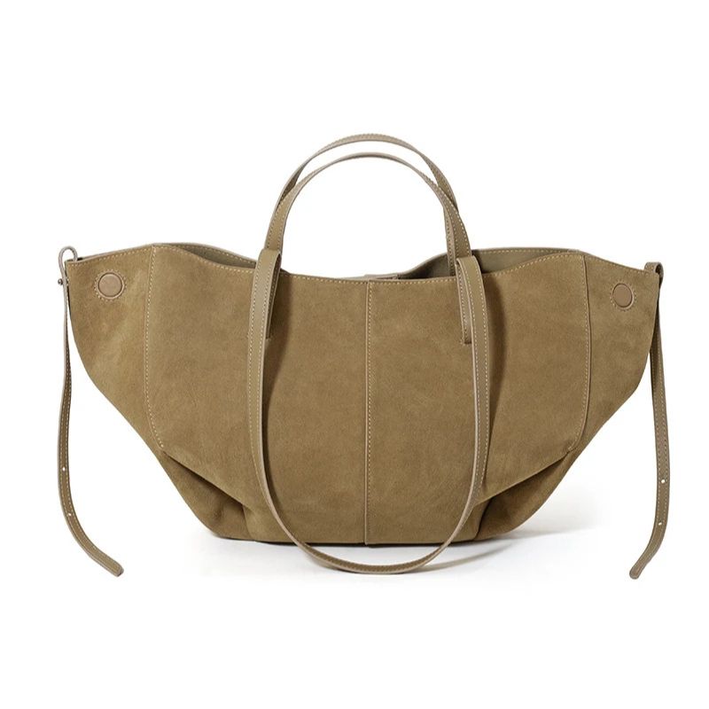 Women’s Leather Shoulder Tote – Frosted Cowhide Large Capacity Wing Bag