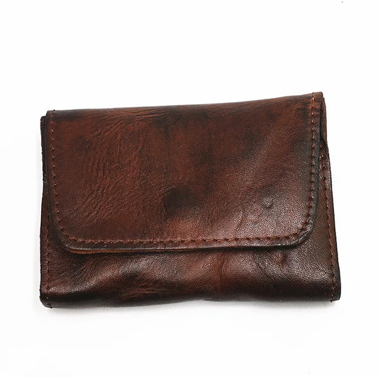 Handmade Leather RFID Zipper Wallet - Vintage Card Holder Coin Purse