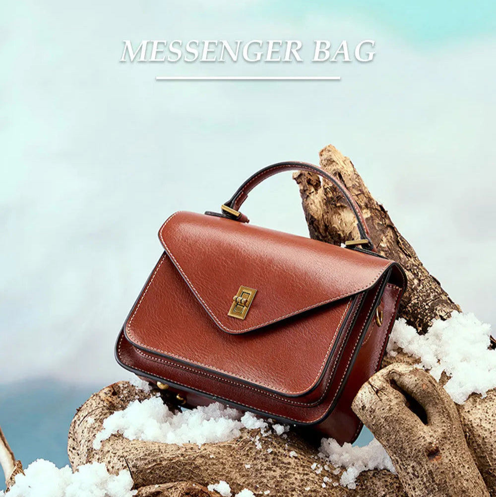 Real Cowhide Crossbody Bag – Retro Designer Small Satchels