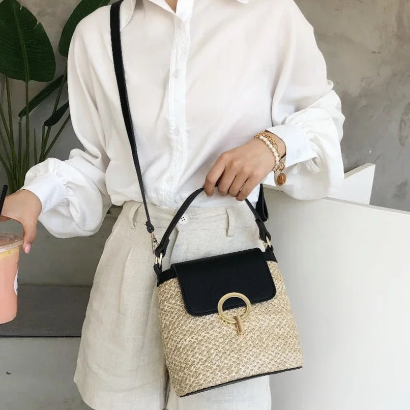 Beach Woven Bag for Women Trendy Korean Bucket Style - Scraften