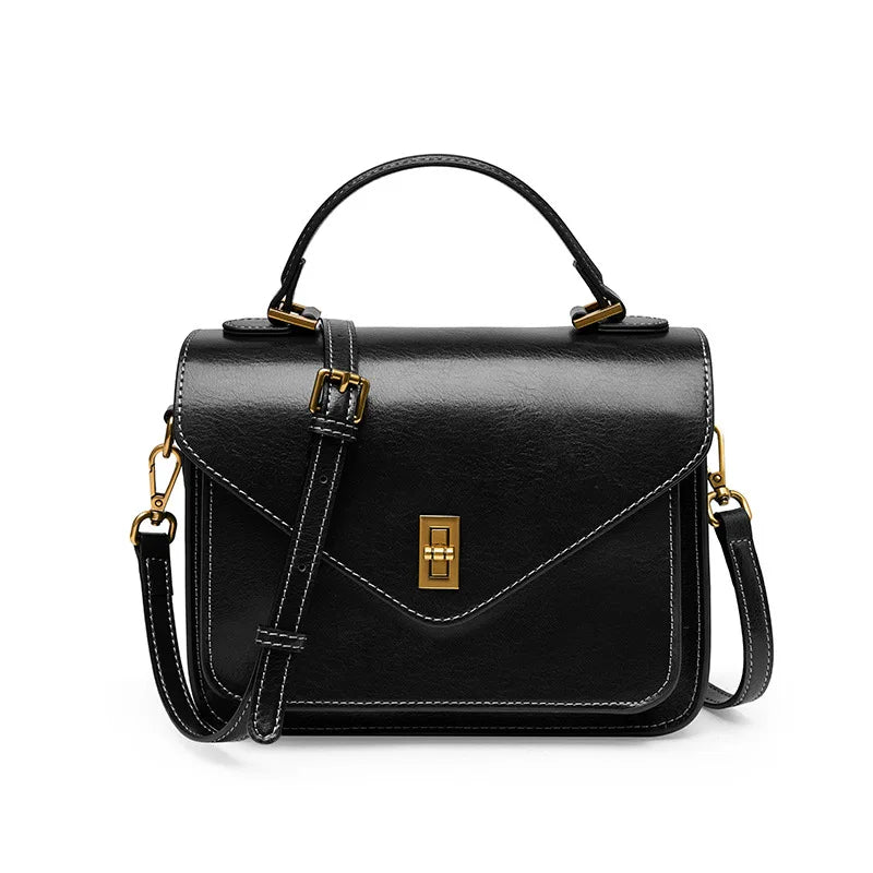 Real Cowhide Crossbody Bag – Retro Designer Small Satchels