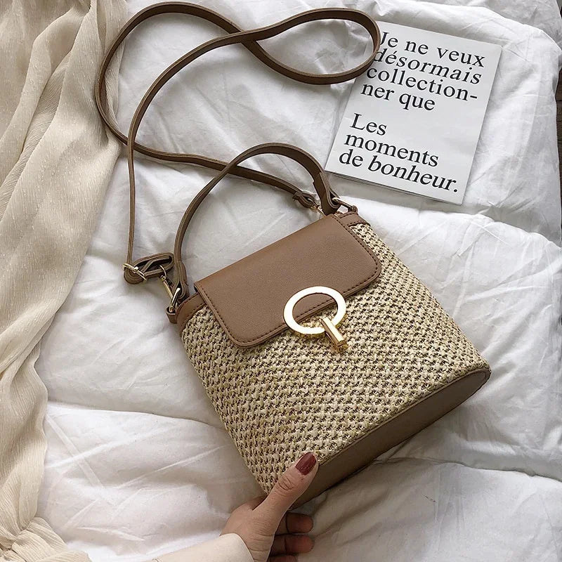 Beach Woven Bag for Women Trendy Korean Bucket Style - Scraften