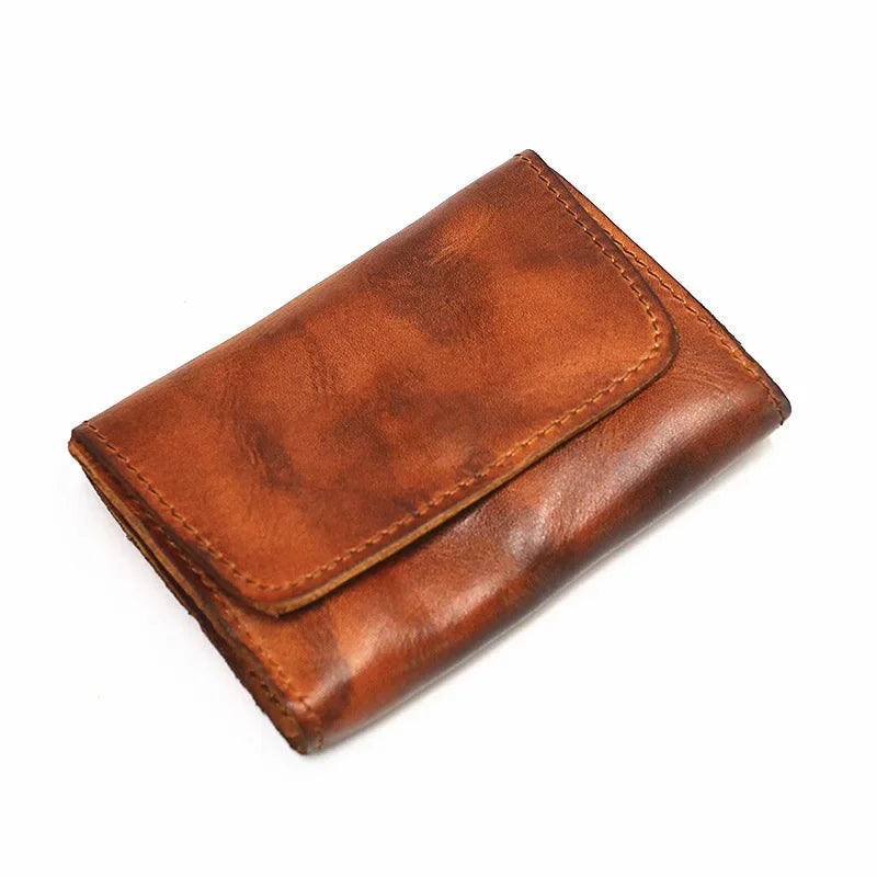 Handmade Leather RFID Zipper Wallet - Vintage Card Holder Coin Purse