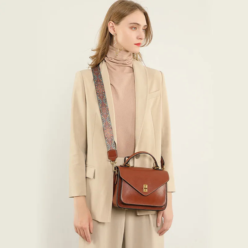 Real Cowhide Crossbody Bag – Retro Designer Small Satchels
