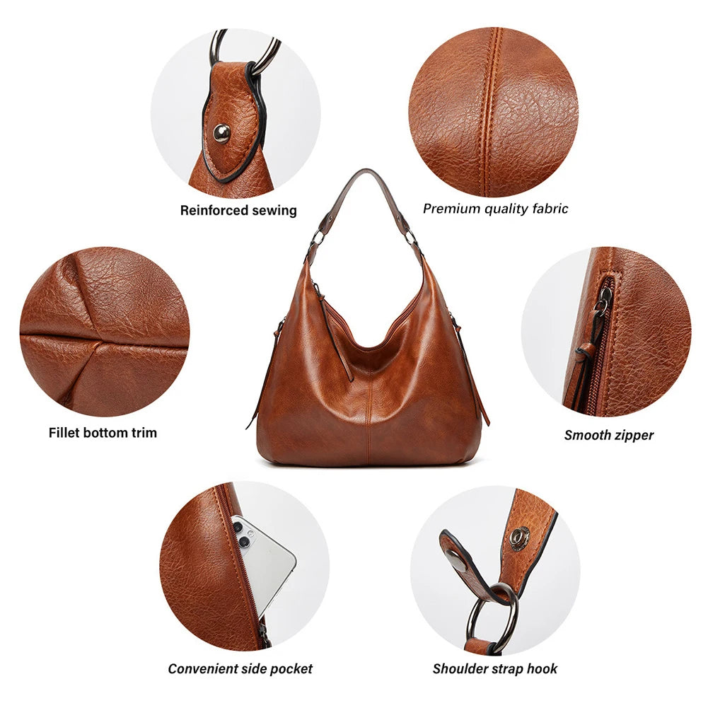 Fashion Hobo Bags for Women Soft Slouchy Bag - Scraften