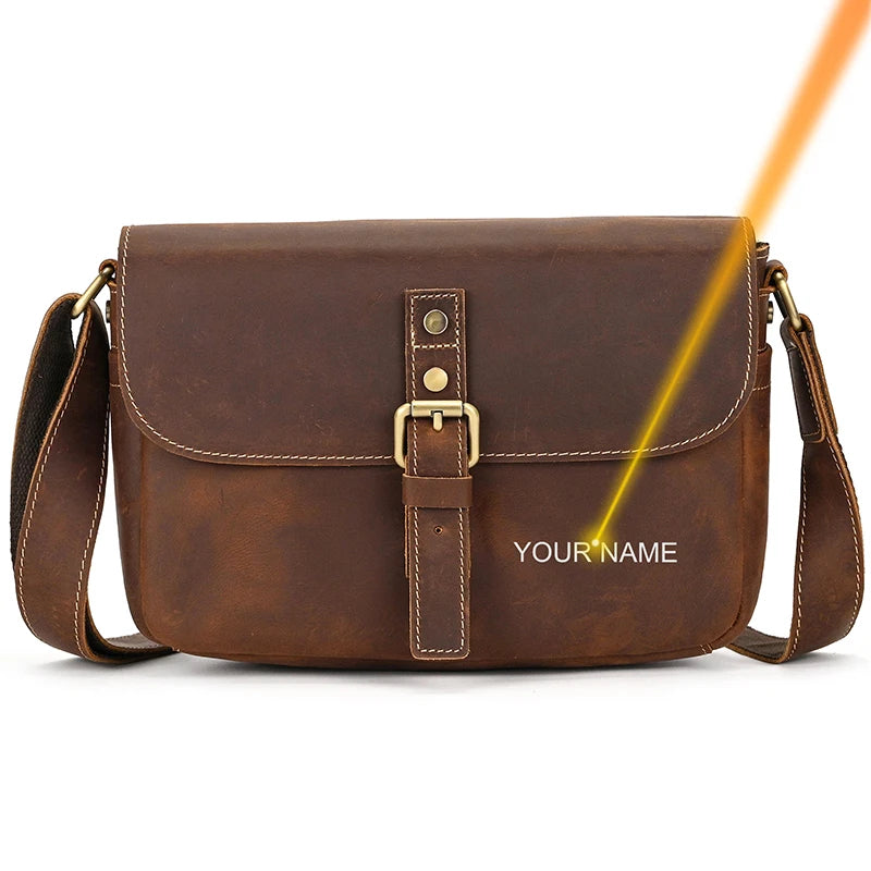 Genuine Leather Male Female Crossbody Bag - Scraften
