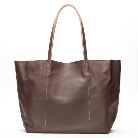 Large Capacity Leather Women's Tote Bag - Scraften