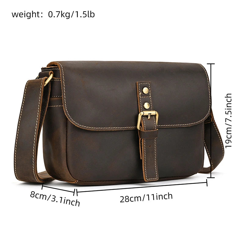 Genuine Leather Male Female Crossbody Bag - Scraften