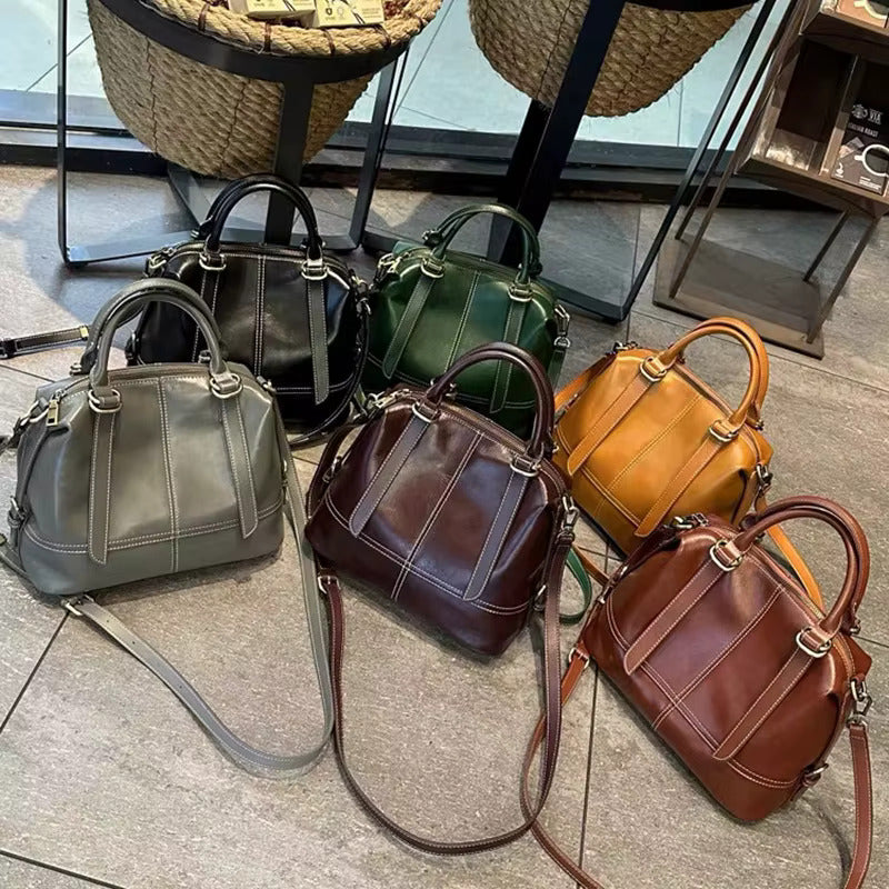 Vintage Genuine Cow Leather Women's Bag - Luxury Design Woman Handbag
