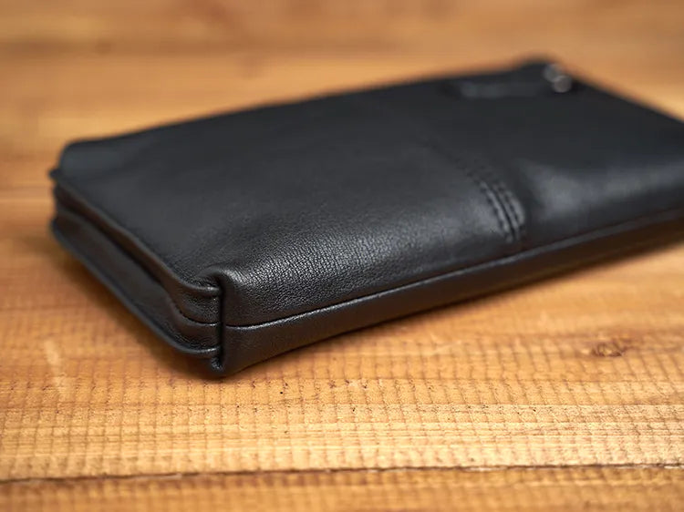 Men’s Genuine Cowhide Leather Handbag – Vintage Casual Clutch Organised Storage