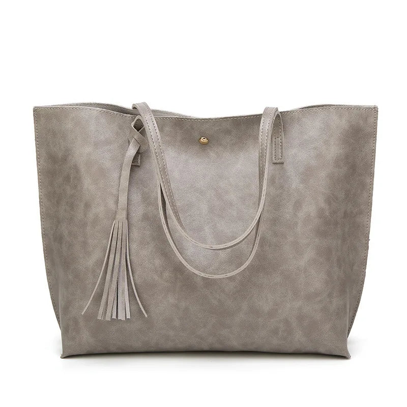 Women’s Oil Wax Leather Shoulder Bag – Large Tote Handbag