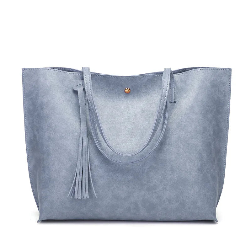Women’s Oil Wax Leather Shoulder Bag – Large Tote Handbag