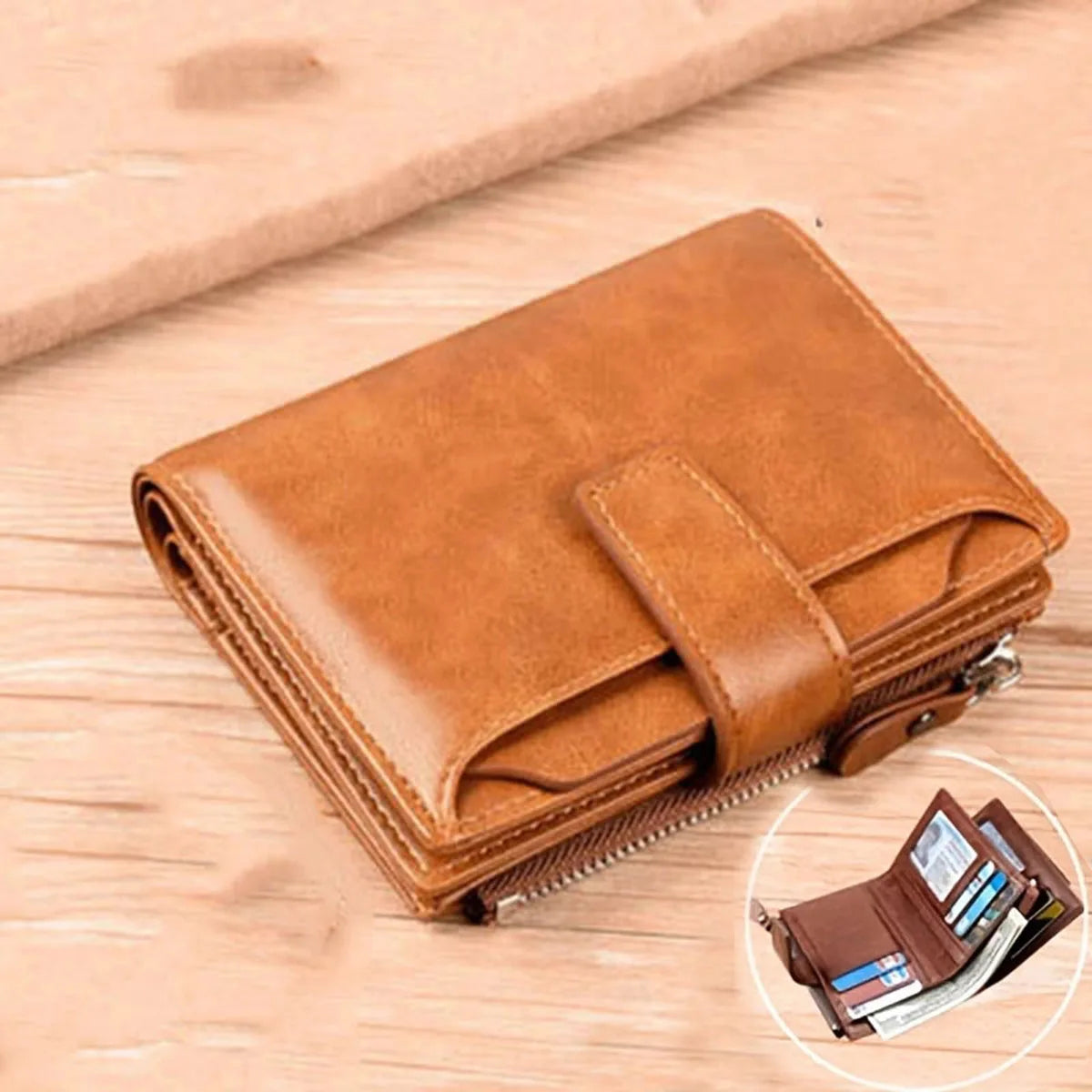 RFID Anti-theft Zipper Coin Wallet - Man Business Card Holder