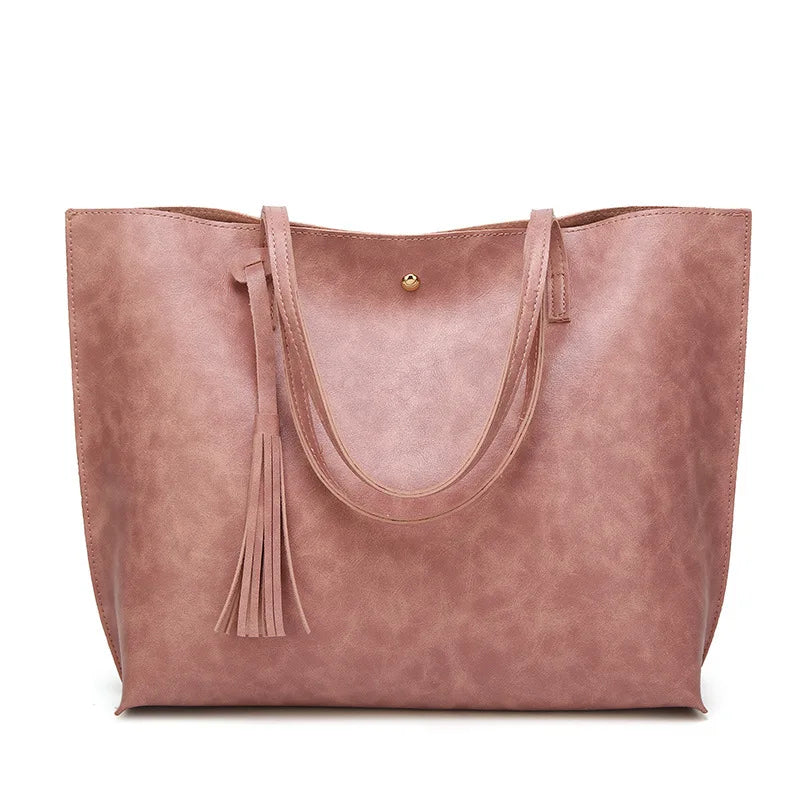 Women’s Oil Wax Leather Shoulder Bag – Large Tote Handbag