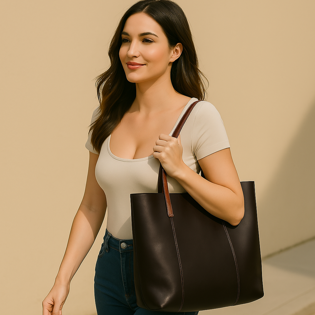Large Capacity Leather Women's Tote Bag - Scraften