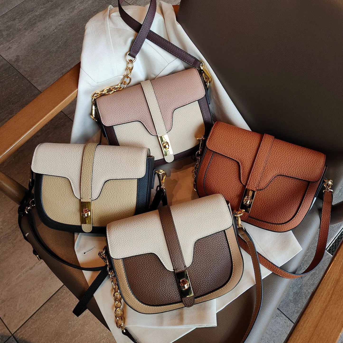 Women Luxury First Layer Saddle Bag - Compact Shoulder Crossbody Bags